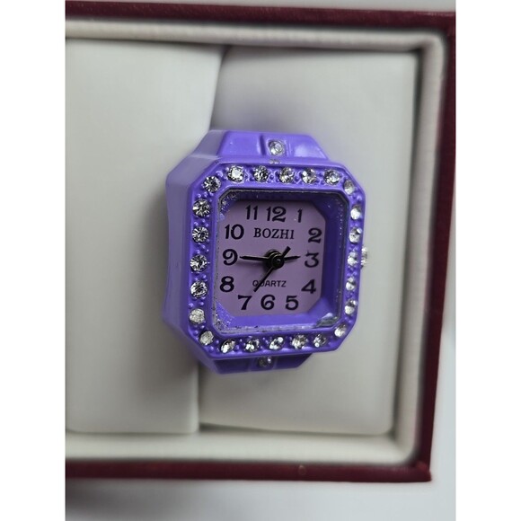 Bozhi Purple Quartz Ring Watch Crystals New Battery Retro Stretch Accessory - Picture 3 of 9
